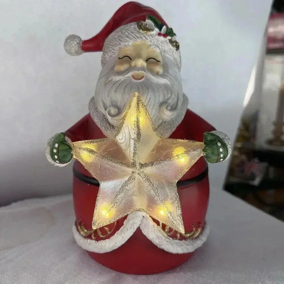 Santa Claus Holding Christmas Star LED Night Light Battery Operated Timer New - Picture 5 of 9